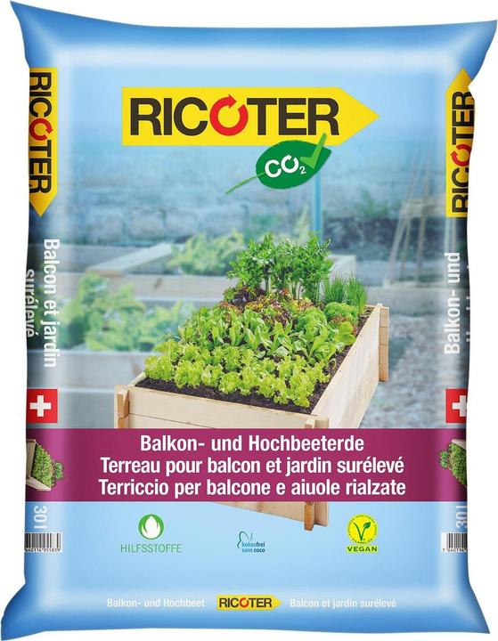 Ricoter Balkon- und Hochbeeterde CO2 clean (30 l, Erde ohne Torf)