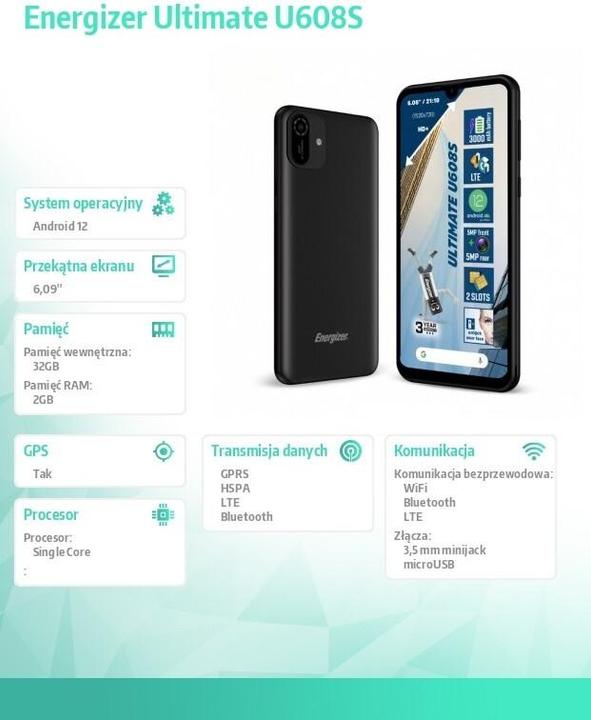 Produktbild Energizer Ultimate U608S Smartphone – Smartphone 2 GB RAM 32 GB 6,08 Zoll 4G Dual Sim EU (Schwarz) (32 GB, Schwarz, 6.09", Dual SIM, 5 Mpx, 4G)