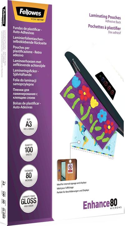Produktbild Fellowes Laminierfolie A3 80 mic selbstklebend - 100 Stück (A3, 100 Stück, 160 µm)
