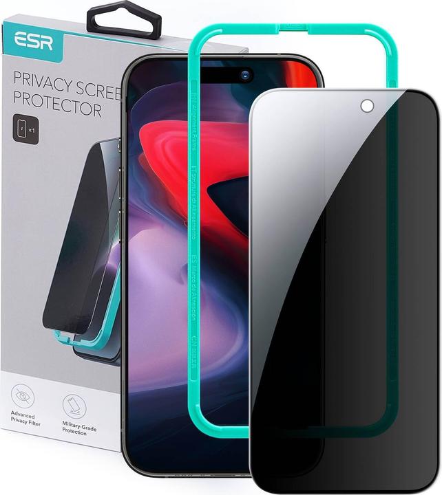Actual product image ESR Tempered glass privacy screen protector (1 Piece, Apple iPhone 15 Pro)