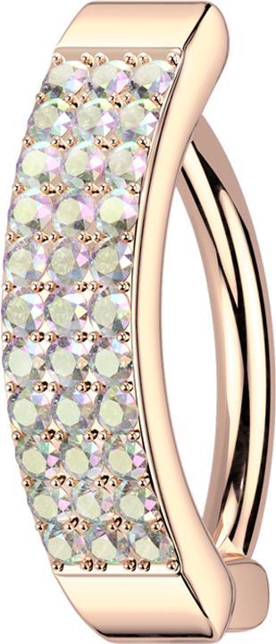 Image du produit Star Piercing Banane pliable or rose bouclier trois rangées de cristaux multicolores (Laiton, Acier chirurgical 316L)