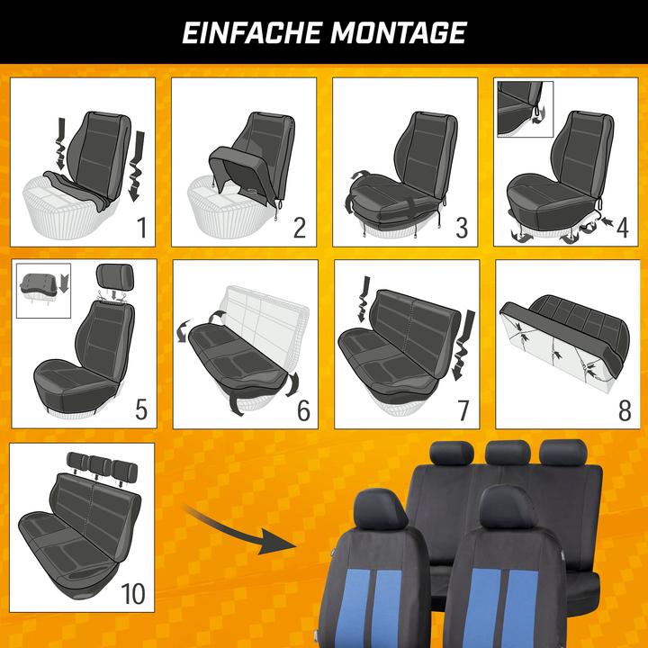 Produktbild CarComfort Autositzbezug Elphin, PKW-Schonbezüge Komplettset schwarz/blau