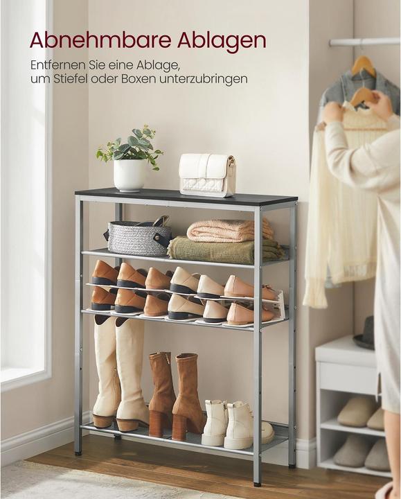 Produktbild Vasagle Schuhregal silber, schwarz 75,0 x 28,0 x 93,0 cm