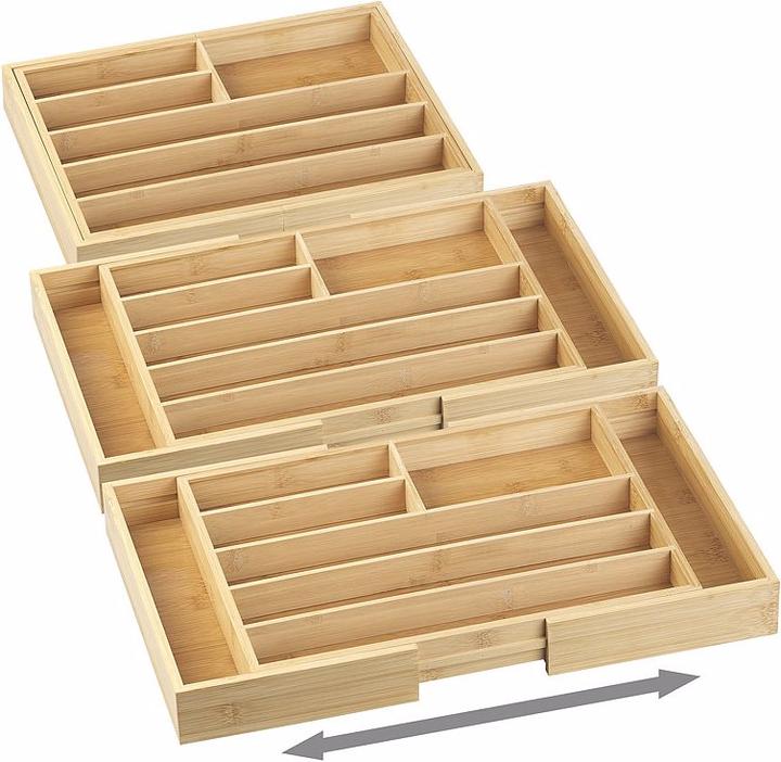 Produktbild Rosenstein & Söhne 2er-Set variable Bambus-Besteckeinsätze