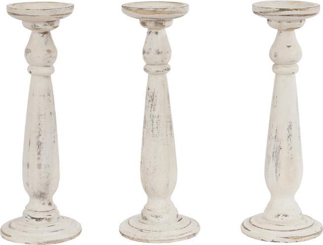 Immagine prodotto Swisshandel24 Set di 3 candelabri, portacandele, look Shabby Vintage Altezza 35cm Bianco