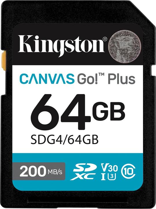 Actual product image Kingston Card Canvas Go Plus SDG4 (64 GB, SDXC, U3, UHS-I)