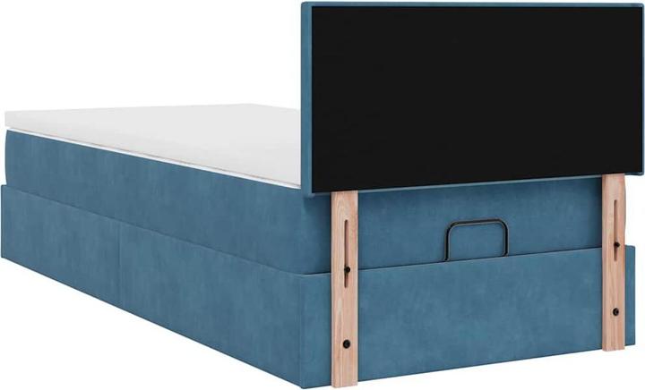 Produktbild VidaXL Ottoman-Bett mit Matratze Dunkelblau 90x200 cm Samt (90 x 200 cm)