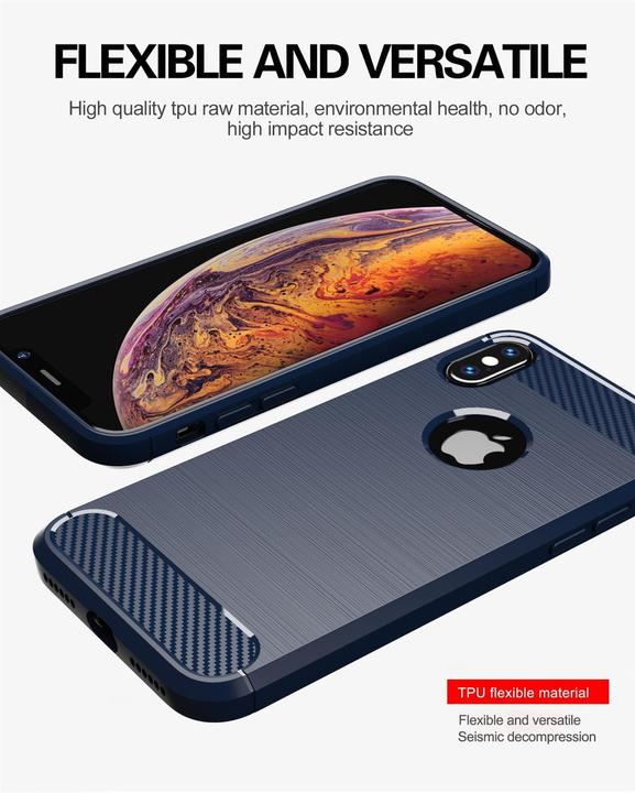 Produktbild Cadorabo TPU Ultra Slim carbon edelstahl Kombi Cover (Apple iPhone XS Max)