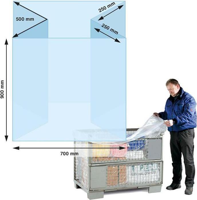 Actual product image Transpak Side gusset bag dimensions (W+SFxL) 700+500x900mm thickness 90µ LPDE for quarter pallet (100 x)