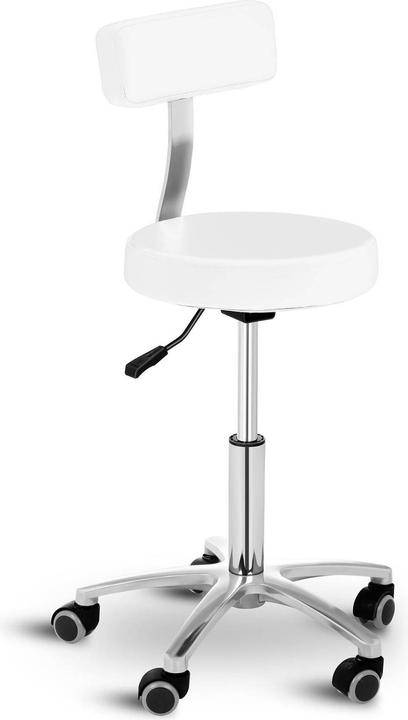 Produktbild Physa Rollhocker Mit Lehne Drehhocker Arbeitshocker Praxishocker Gasfeder Weiss 150 Kg