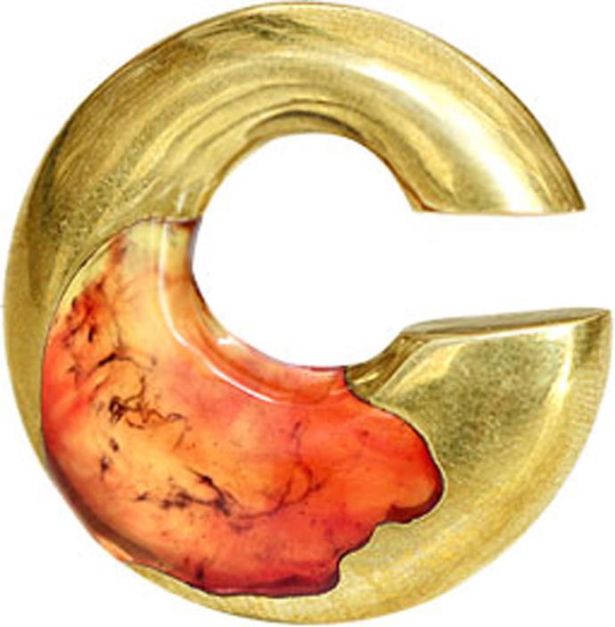 Actual product image Star Piercing Ohrgewicht vergoldet färbung Epoxy rot (Organic, Brass)