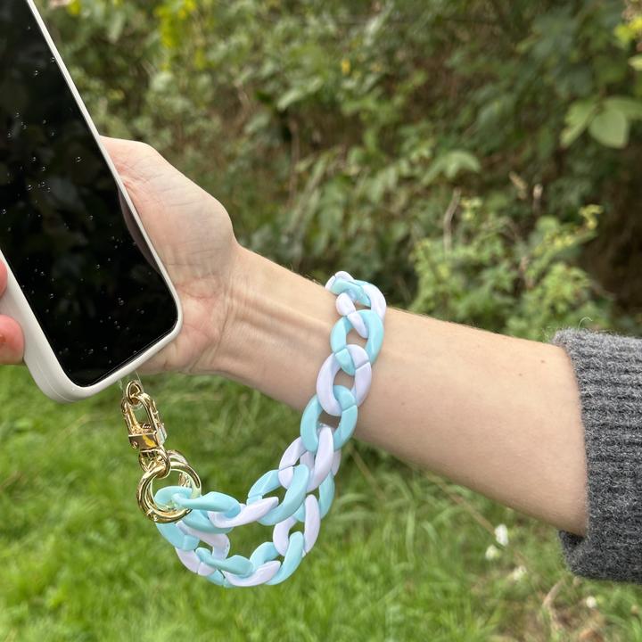 Image du produit PhoneLook Bracelet universel attache pour coque/fourre téléphone chaine colorée blanc