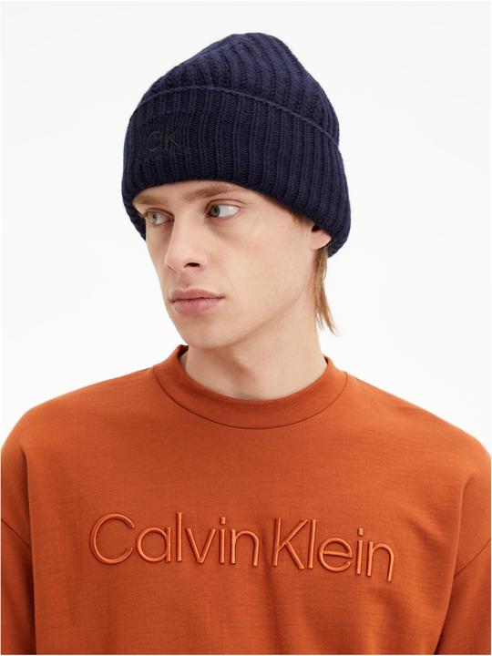 Actual product image Calvin Klein Elevated Wool Beanie XL CK Navy (One size)
