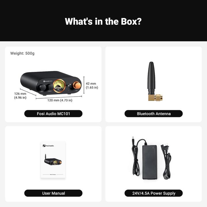 Actual product image Fosi Audio MC101, 2.0 Kanal Audioverstärker mit Bluetooth (Amplifier)