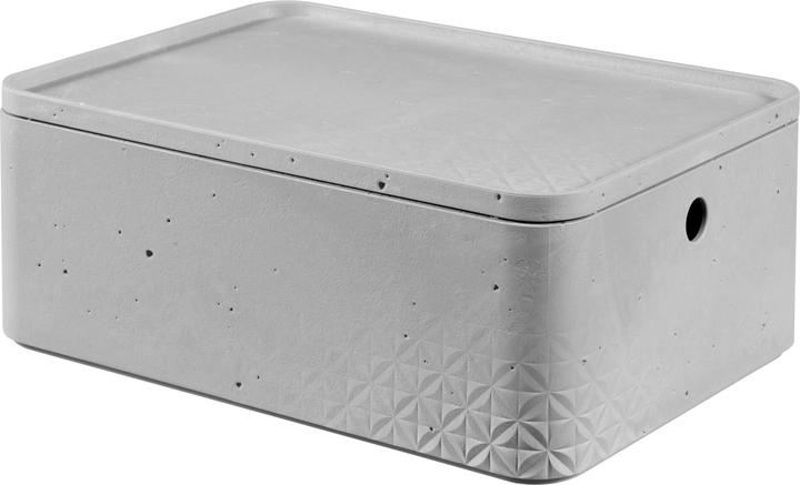 Actual product image Curver Set of 3 BETON Box M with lid light grey (34 x 24.5 x 13 cm, 8 l)