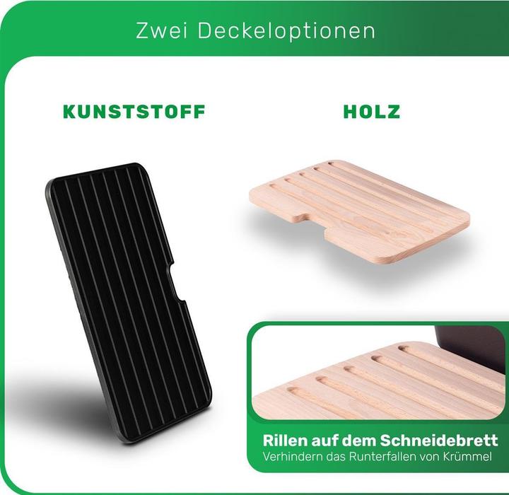 Actual product image Novaliv Brotkasten Plastik mit Deckel 32x20x16,5cm Dose für Brot Brotkasten Kunststoff