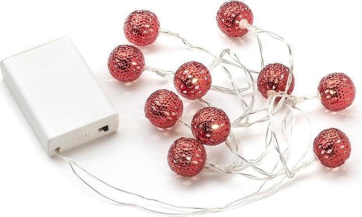 Image du produit Konstsmide Guirlande lumineuse décorative LED, petites boules métalliques rouges (1.20 m)