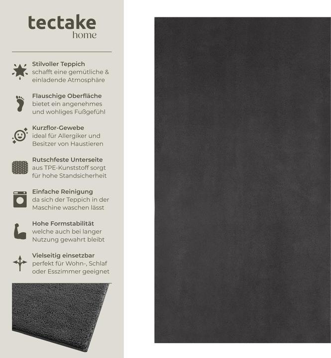 Produktbild tectake Kurzflorteppich Soft Zone (80 x 150 cm)