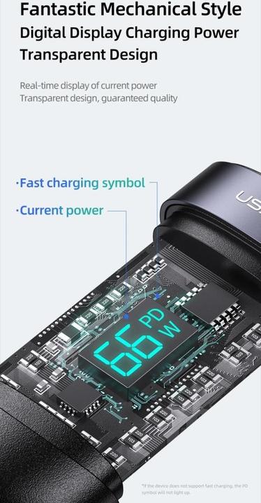Image du produit Usams US-SJ600 U83 3IN1 Transparent Digital Display PD100W Fast Charging & Data Cable 1.2m C To C+L+M (1.20 m, USB 2.0)