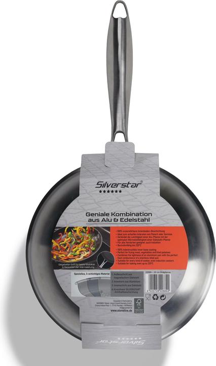 Produktbild Silverstar Edelstahlpfanne 20 cm mit Antihaftbeschichtung für Induktion und Backofen (20 cm, Bratpfanne, Edelstahl)