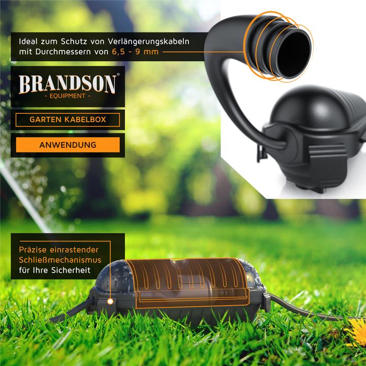 Produktbild Bearware 2x Kabelbox outdoor schwarz 210 x 85mm, IP44 Garten Schutzbox wetterbeständig für Verlängerungskabel