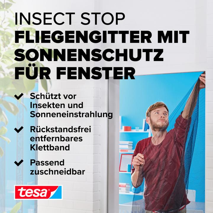 Actual product image tesa Insect screen COMFORT for windows, with Velcro tape, self-adhesive, without drilling (130 x 150 cm)