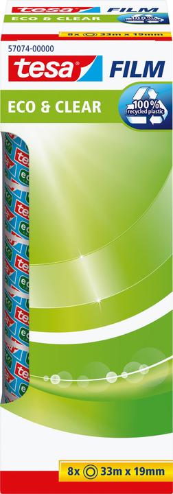 Produktbild tesa 8x tesafilm ECO & CLEAR, lösungsmittelfrei und alterungsbeständig (19 mm)