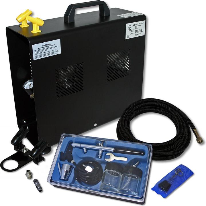Image du produit Wiltec Kit compresseur Airbrush AS196A avec un pistolet aérographe pour débutants