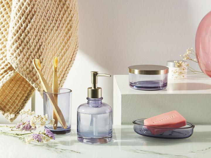 Actual product image Beliani Bathroom set 4-piece glass purple TELMA