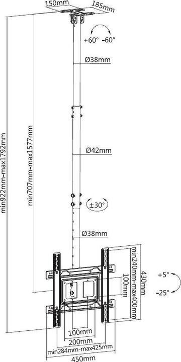 Produktbild equip TV Decken Haengehalterung (Decke, 70", 50 kg)