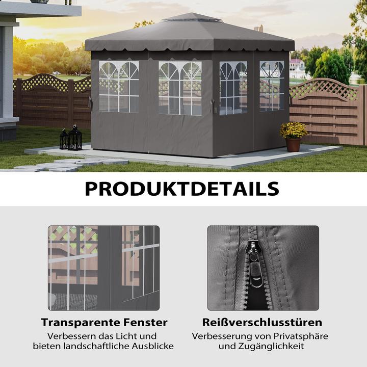 Actual product image Outsunny Pavillon-Seitenteile Polyester, Kunststoff Dunkelgrau (302 cm, 302 cm)