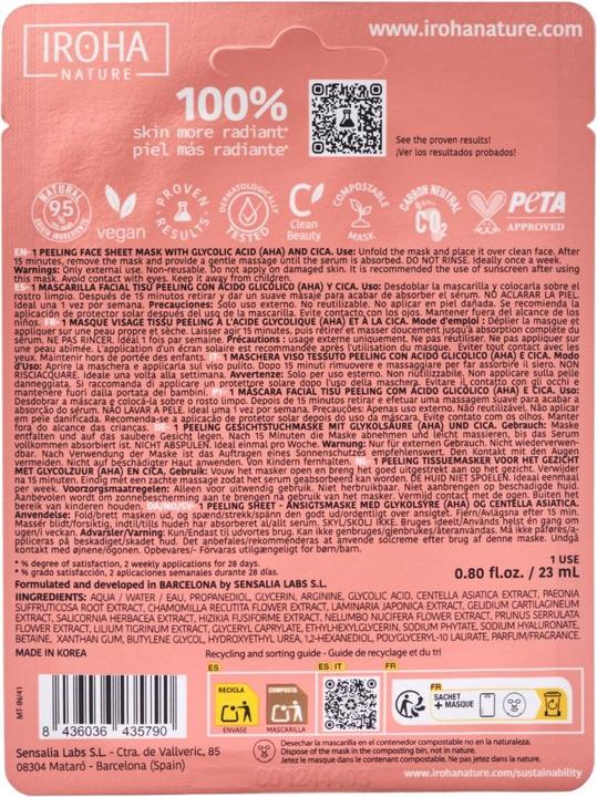 Immagine prodotto Iroha Nature Natura - Maschera per il viso in tessuto che illumina (20 ml)