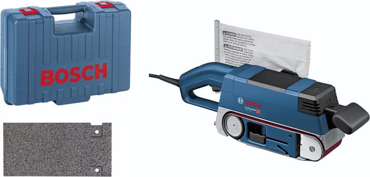 Bosch Professional Bandschleifer GBS 75 AE, mit Koffer, Gewebeschleifband, Staubsack, Grafitplatte (Bandschleifer, 750 W)