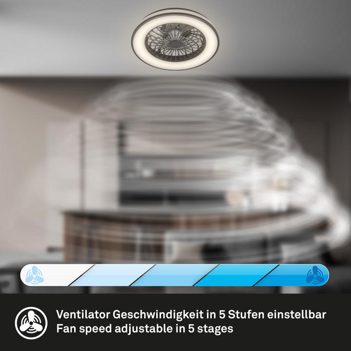 Produktbild Briloner CCT Deckenleuchte mit Ventilator, schwarz (5300 lm)