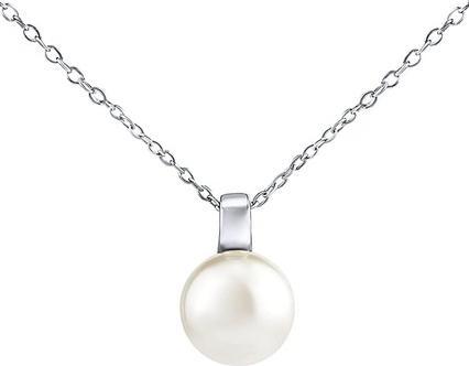 Silvego Silver necklace with white pearl Swarovski ® Crystals 12 mm LPS061912PSWW (chain. pendant