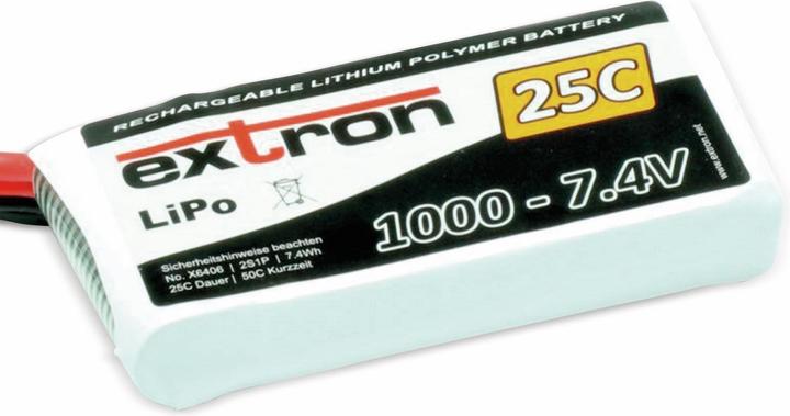 Actual product image Extron Modellbau Battery pack X2, LiPo, 7.4 V-/1000 mAh, 25C (7.40 V, 1000 mAh)