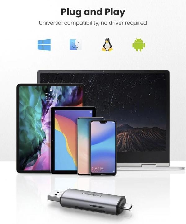 Image du produit Ugreen USB-C et USB-A - TF SD 3.0 (USB, USB-C)