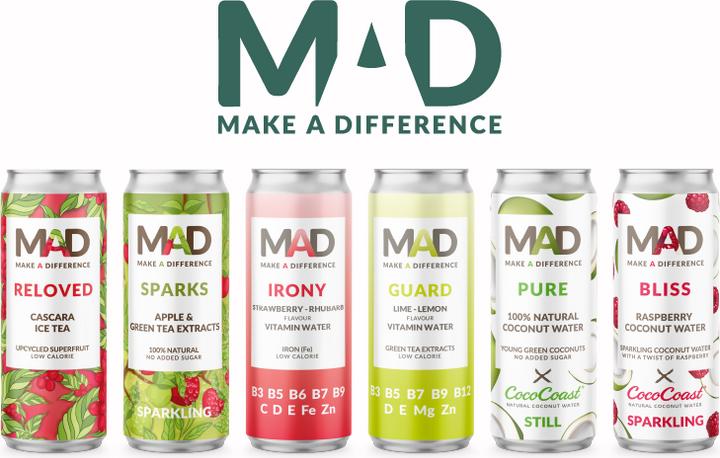 Immagine prodotto MAD Cassa di acqua vitaminica IRONY alla fragola e al rabarbaro (24 x 33 cl)