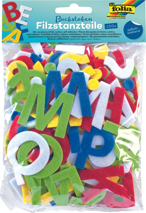 Immagine prodotto Folia 5261 - Lettere in feltro per punzonatura, autoadesive, 150 pezzi, colori assortiti, ognuna alta