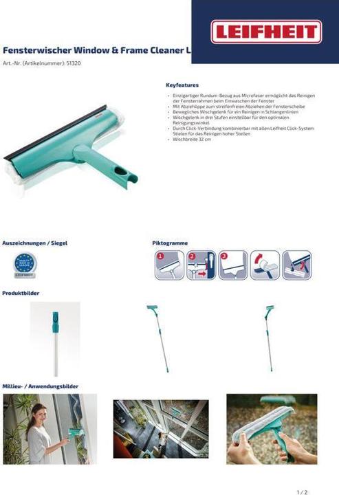 Produktbild Leifheit Fensterwischer Window & Frame Cleaner L (1 Stk.)