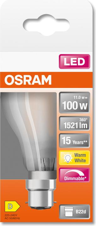 Produktbild Osram Led Retrofit Classic A (B22d, 12 W, 1521 lm, 1 x, D)