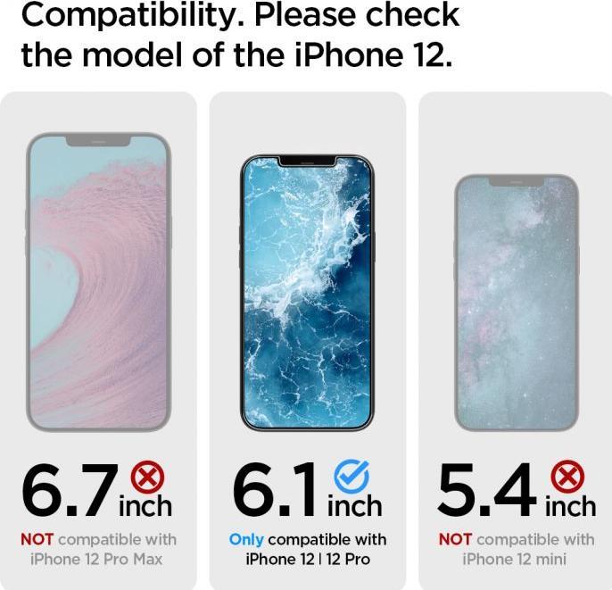 Actual product image Spigen Glass TR screen protector 1 pc. (1 Piece, Apple iPhone 12, Apple iPhone 12 Pro)