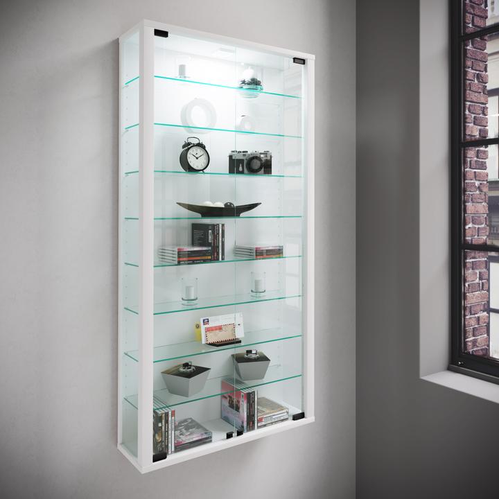Productafbeelding VCM Collectie Wandvitrine Hout Glas Vitrosa Maxi (59 x 18 x 114 cm)