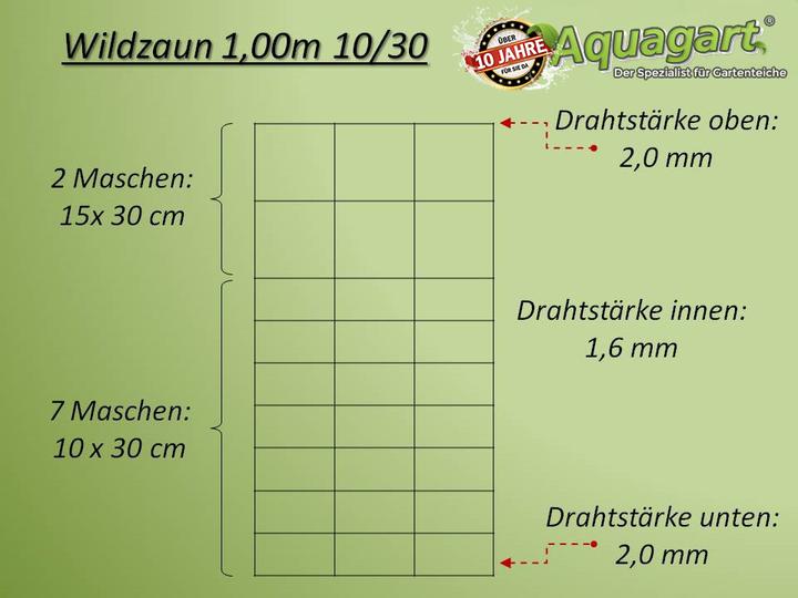 Produktbild Aquagart 200m Wildzaun Forstzaun Weidezaun Drahtzaun Knotengeflecht 100/10/30