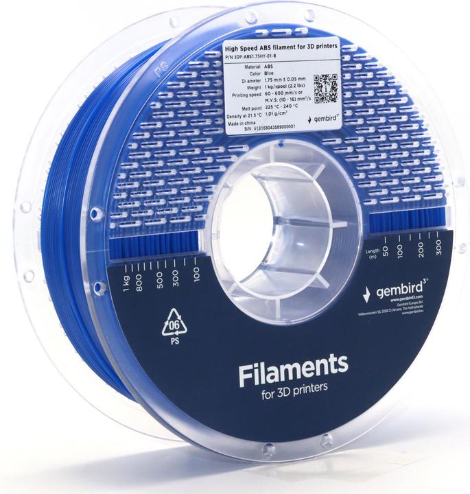 Produktbild Gembird 3DP-ABS1.75HY-01-B (ABS, 1.75 mm, 1000 g, Blau)