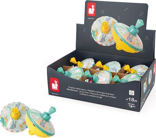 Actual product image Janod Pure Metal Spinning Top Rabbit