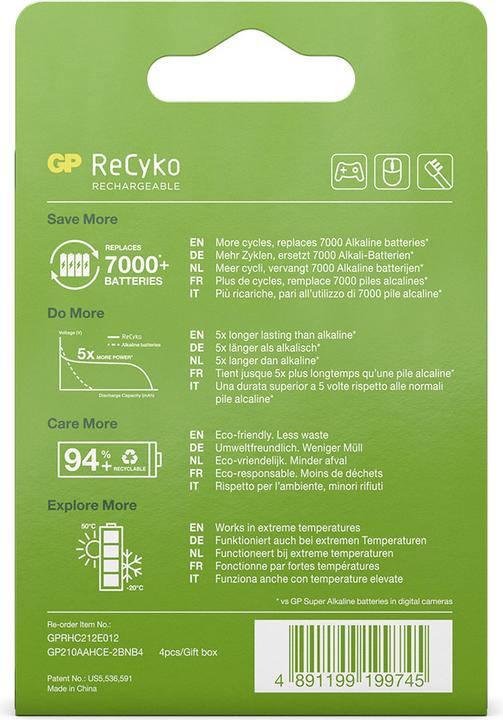 Image du produit GP Batteries ReCyko (4 pcs, AA, 2000 mAh)