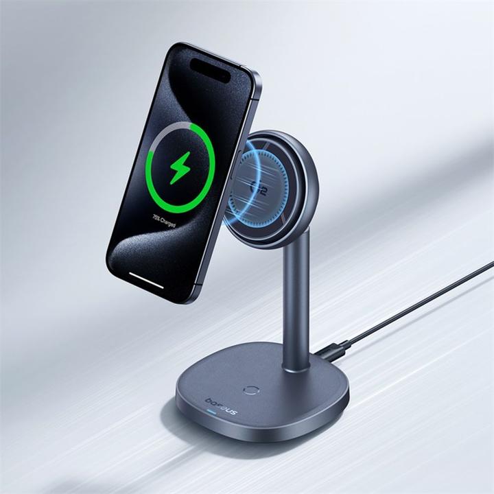 Actual product image Baseus Inductive Charger Stand Orbit 2 Pro Qi2 20W (gray) (20 W)