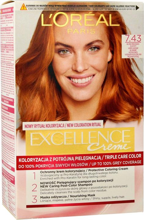 Immagine prodotto L'Oréal Paris L'Oreal Paris Excellence Crema colorante 7.43 biondo rame dorato - 0258898 (7,43 Biondo Miedziano-Złocisty)