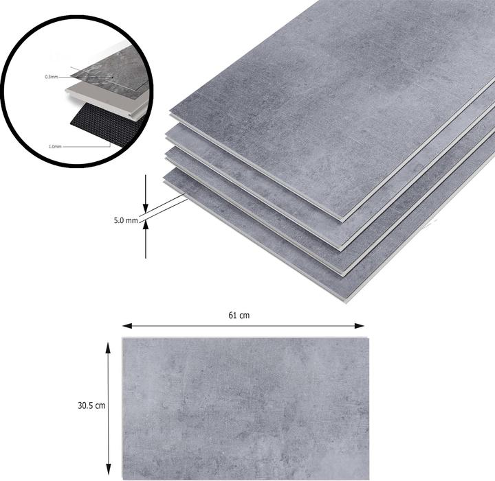 Actual product image neu.holz SPC Klickboden Aldire 120 St. 22,326 m² Betonoptik () (Vinyl floor, 22.33 m²)